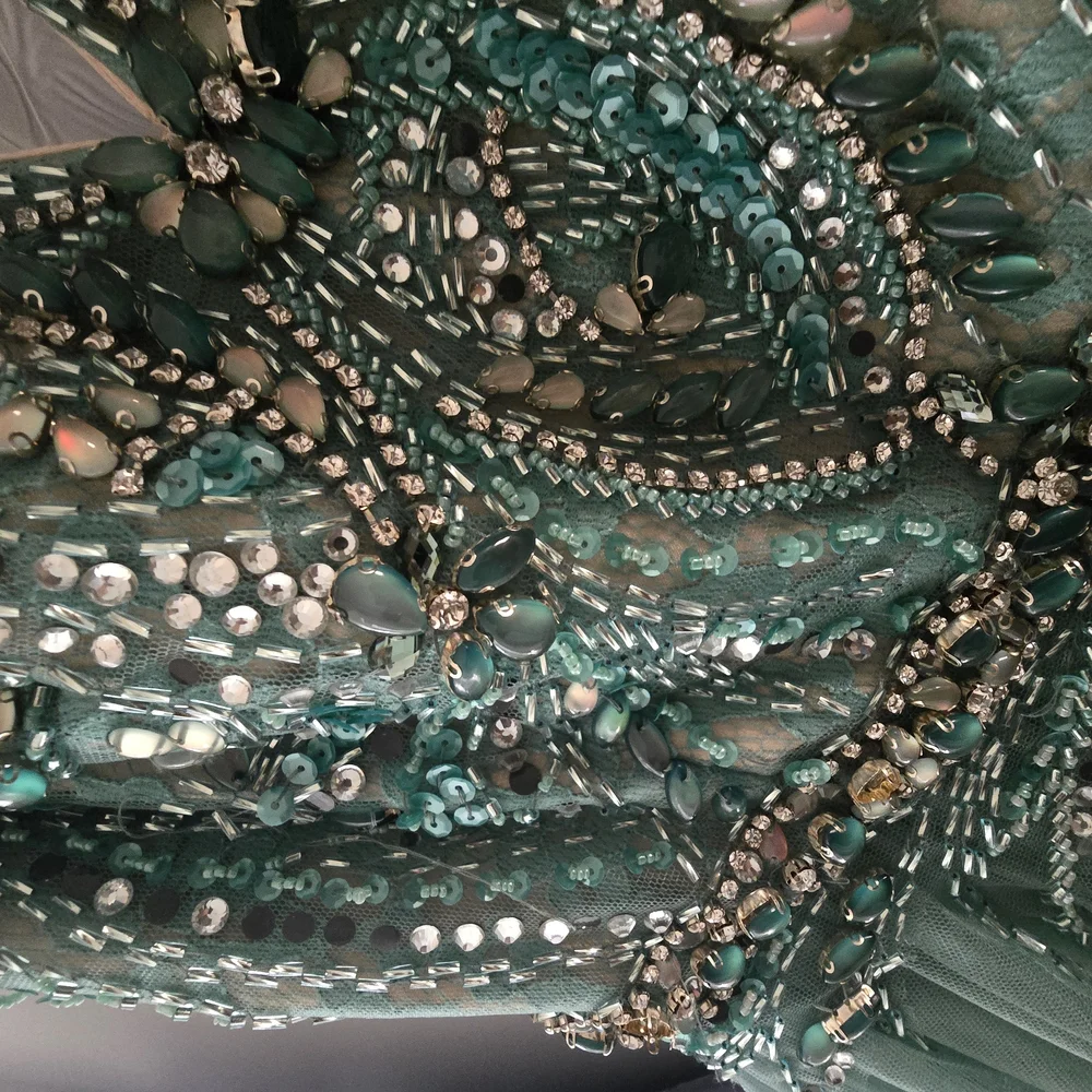 Camille La Vie Green Sequin Halter Gown - Picture 4 of 9